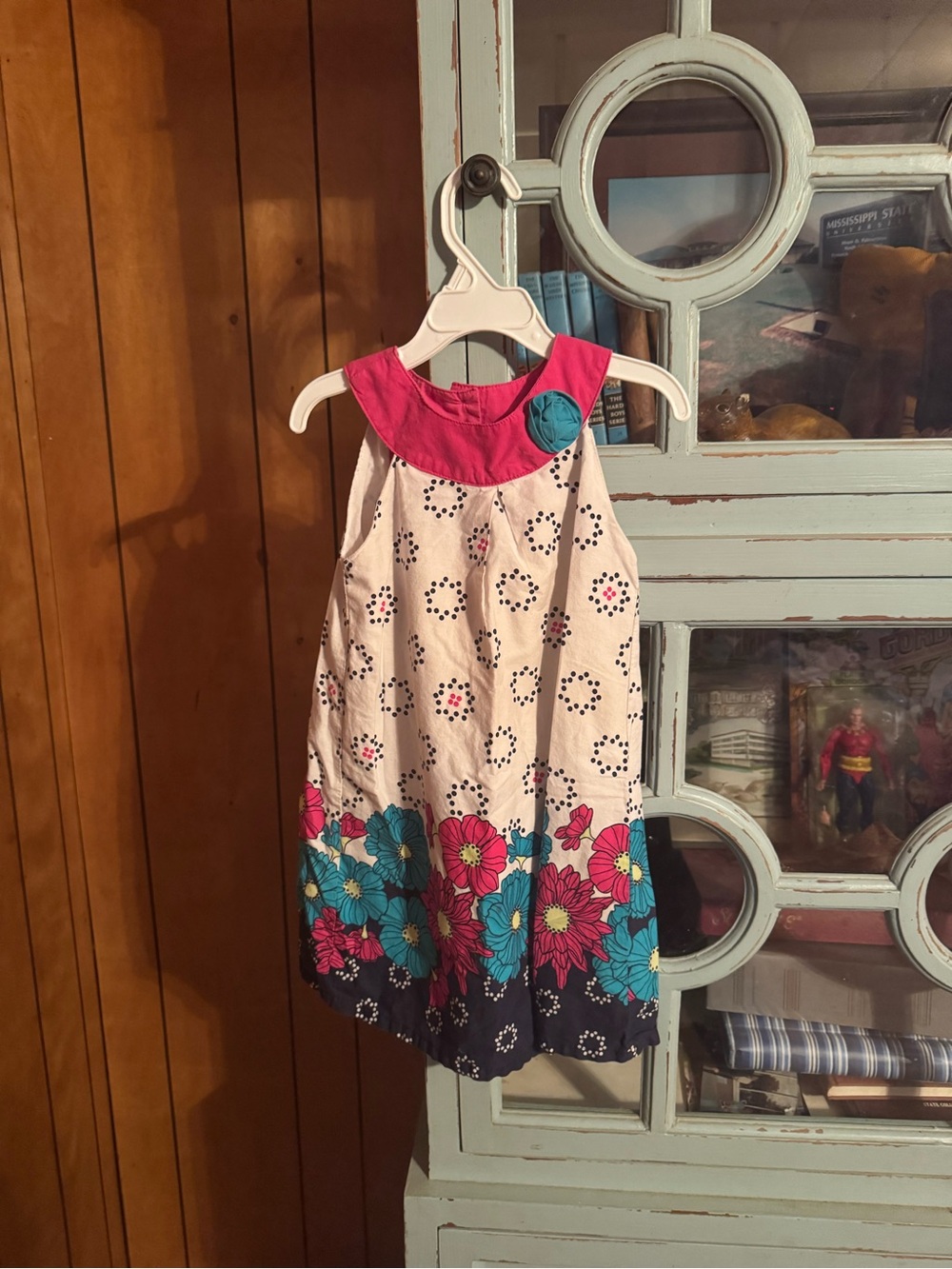 Girls Pink & Teal Floral Sleeveless Dress Size 4T Penelope C6